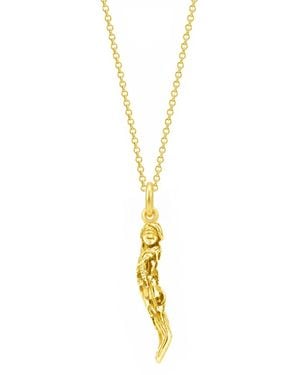 Unaloe Plated Sterling Blindfold Goddess Italian Horn Pendant Necklace - Metallic