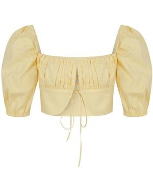 NAZLI CEREN Grace Ruched Top - Yellow