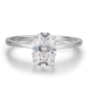 Azura Jewelry New York Hidden Ruby Heart Oval Moissanite Solid Ring - White