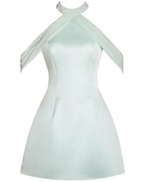 Miss Circle New York Zafrina Light Halter Off-Shoulder Backless Mini Dress - Blue