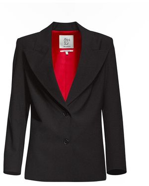 Maison sél Oversized Blazer Shoulder Jacket – - Black