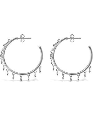 Bellus Domina Sterling Dangle Hoop Earrings - Metallic