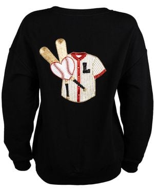 Laines London Embellished Baseball Love Sweatshirt - Black