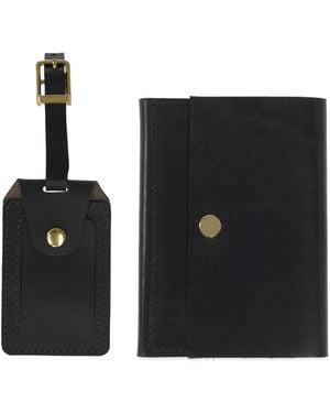 VIDA VIDA Luxe Leather Luggage Tag & Passport Holder Set - Black