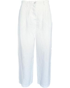 Haris Cotton Linen Trousers With Pleats - White