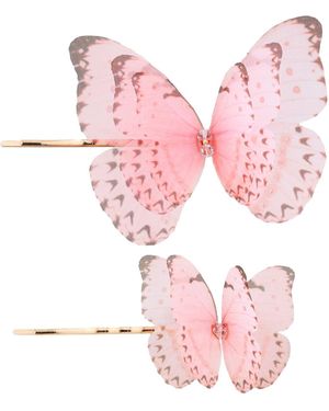 Oana Savu Silk Butterfly Bobby Pins Hair Pin Accessory - Pink