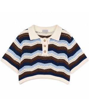 Shooni Suki Crochet Polo Top - Blue