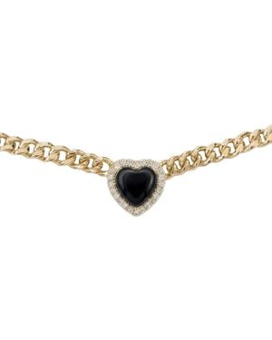 BLOOMTINE | Earth Angel HQ Loves Frequency Mini Plated Onyx Heart Choker Necklace - Metallic