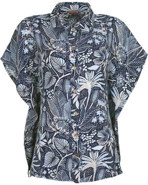 Lalipop Design Handkerchief Hem Short Sleeve Shirt - Blue