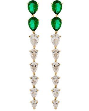 SALLY SKOUFIS Pure Drop Earrings With Made Emerald & Cz Diamond Stimulant - Green