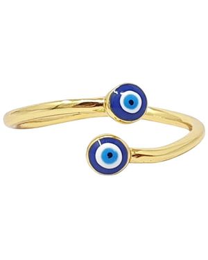 Sophelia Turkish Evil Eye Nazar Plated Stacking Ring - Blue