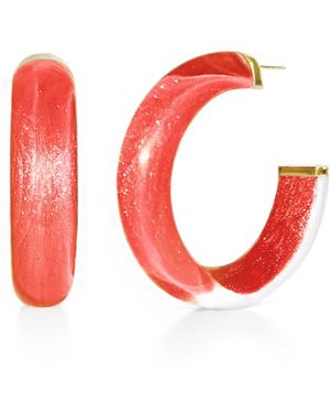 Gold & Honey Small Watermelon Illusion Hoops - Pink