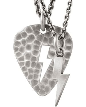 Snake Bones Lightning Bolt Plectrum Layered Necklace - Metallic