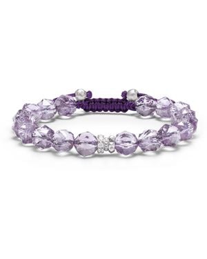 AWNL Rosa Roxburghii Amethyst Beaded Macrame Bracelet - Purple