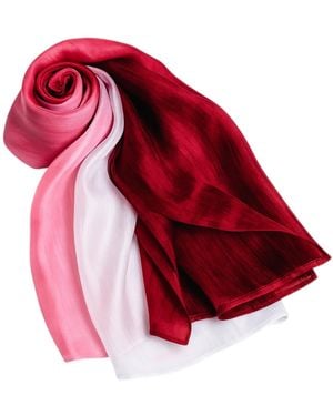 Silk and Bears Burgundy To Blush Ombre Mulberry Silk Scarf – Handmade & Hand-Dyed - Red