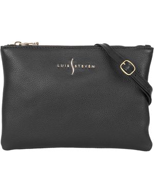 Luis Steven Crossbody Pouch- Pebble Leather - Black