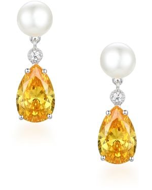 Santinni 'Highgrove' Freshwater Pearl & Crystal Drop Earrings - Yellow