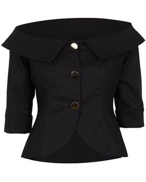 Zetaye Celeste Linen Cotton Blazer - Black
