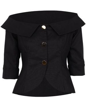 Zetaye Celeste Linen Cotton Blazer - Black