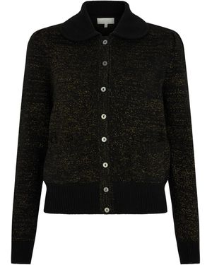 Mirla Beane Cashmere Mix Lurex Cardigan With Collar - Black