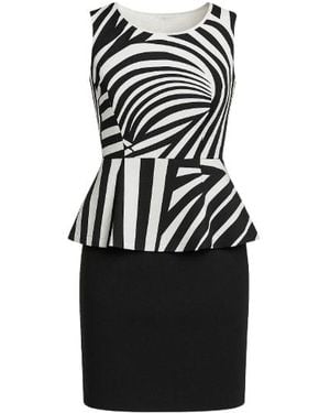 Conquista Zebra Print Peplum Dress - Black