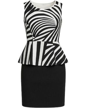 Conquista Zebra Print Peplum Dress - Black