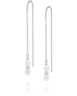 Nellou Jewellery Ellen Pearl Fall Earrings Sterling - White
