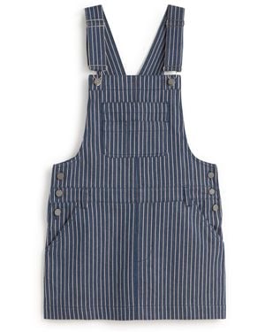 Thinking Mu Short Dress Pichi Stripes Natural Dye Railway Rafaela - Blue