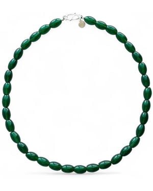Miss Cecilia Forest Agate Bead Necklace - Green