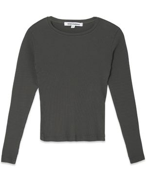 NOEND Essential Ribbed Long Sleeve Crop Top - Grey