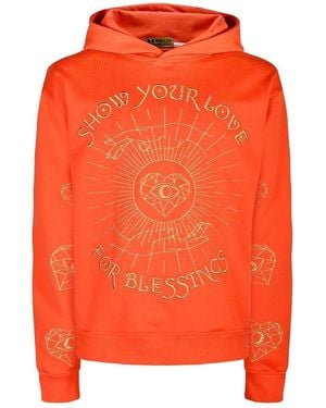 Miracles Manifester Show Your Love Affirmation Embroidered Hoodie - Orange