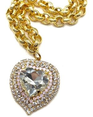 Achala Handcrafted Neutrals Crystal Heart Chain Necklace - Metallic