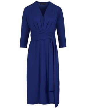 Conquista Electric Empire Line Dress With Belt - Blue