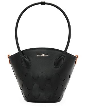 Orange Cube Small Quilted Impressions Wavy Tote Bag - Black