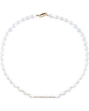 My Little Nature Freshwater Pearls Necklace With Real Plated Tube Detail - White