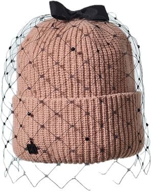Misa Harada Millinery Neutrals Mina Crystal Veiled Beanie Camel - Pink