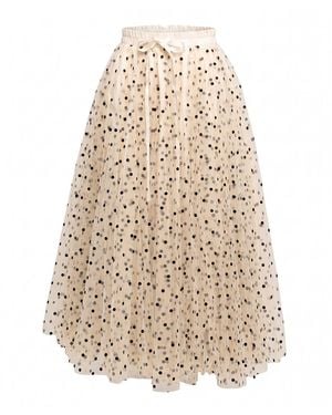 Tantra Spain Sl Neutrals Polka-Dot Tulle Midi Skirt, A-Line Cut, Elastic Waistband With A Bow Ecru - Natural