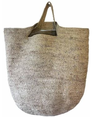 Zanatany Concepts Handwoven Raffia Double Handle Tote - Metallic