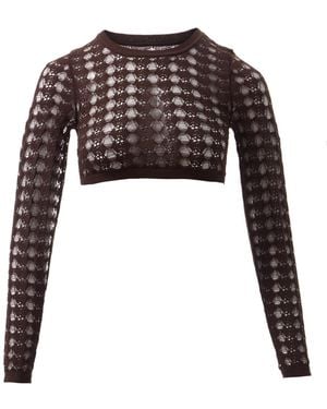 Fully Fashioning Kim Crochet Cropped Top - Brown