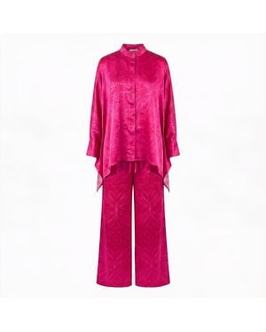 Janara Jones Fuchsia Iris Print Icarus Set - Pink