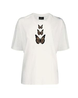 LOVEIST STORE Monarch Embroidered Cotton T-Shirt - White