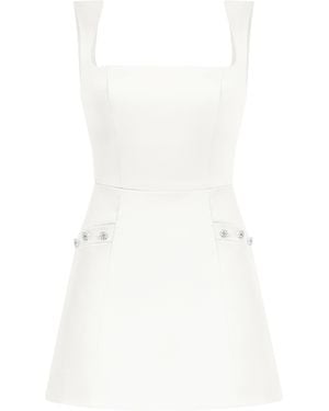 Tia Dorraine Blame Gravity Satin Mini Dress – Pearl - White