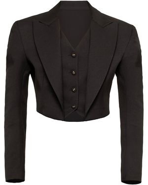 Nissa Single-Breasted Cropped Blazer - Black