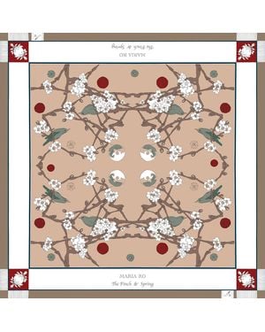 Maria Ro The Finch & Spring. Cocoa. Silk Twill Scarf - Metallic