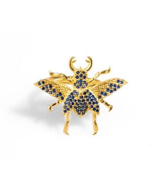 Ebru Jewelry Queen Bee Sapphire & Chunky Ring - Metallic