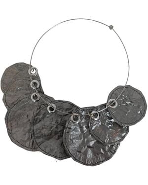 Romer Millinery Metallic Sillk Disc Coin Choker Steel - Grey