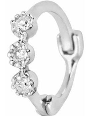 Zohreh Mini Diamond Trilogy Huggie Hoop Earring 9K - Metallic