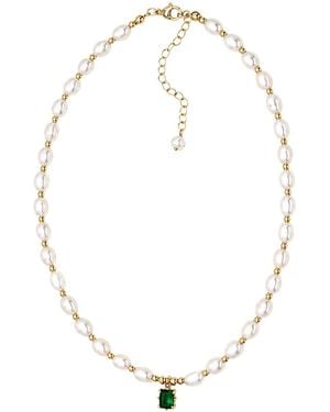 Uchi and Soto Shinju Pearl Necklace With Stone - Metallic