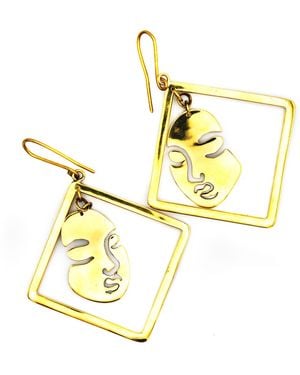 Lala Salama Diamond Portrait Earrings - Yellow