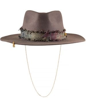 Shaded the Label Pendower Slate Fedora Hat With Sterling Jewellery - Grey